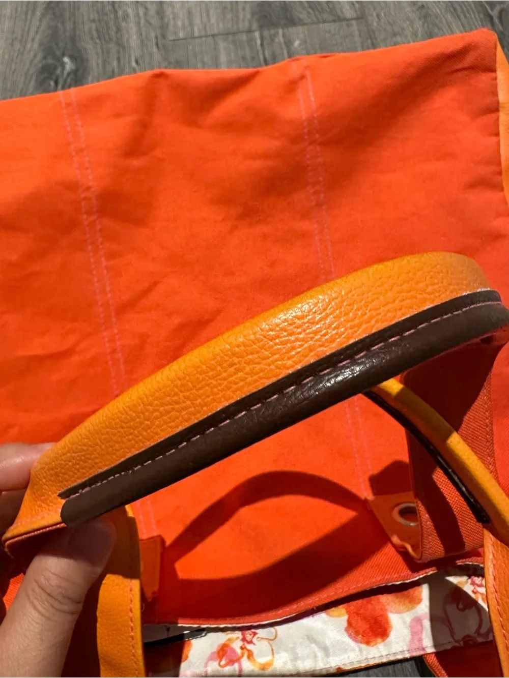 Lancome Bright Orange Canvas Tote with Light Orange Trim